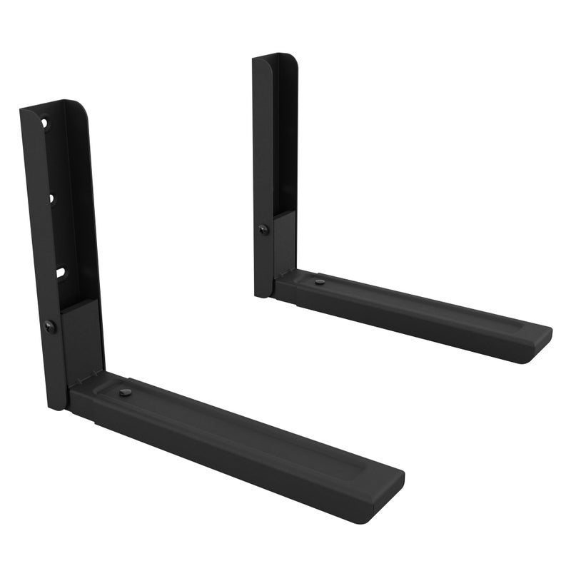 AVF Wall-Mounted Microwave Oven Brackets â€“ Universal Fit, Heavy-Duty Black Steel â€“ Adjustable Arms Hold Up to 99 lbs â€“ Set of 2 Microwave Shelf Support Brackets - Image 1